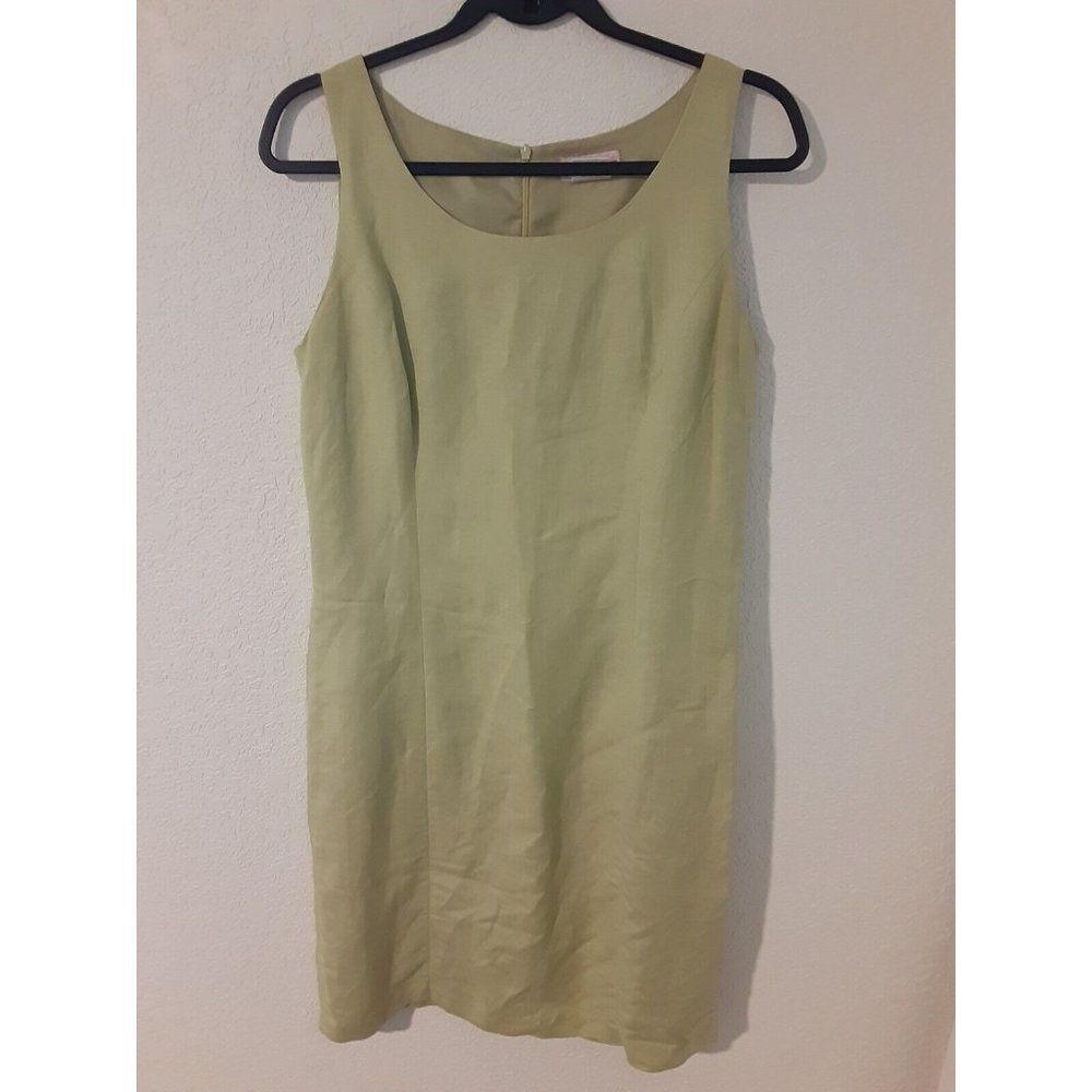 Worthington Women's Linen Blend Sheath Shift Dress Chartreuse Size 10 Lined